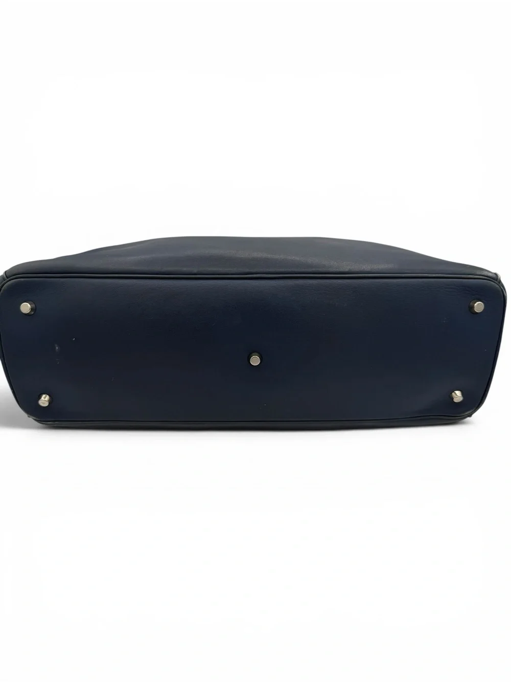 Dior Navy Leather Tote with Gold-Tone Logo Charm